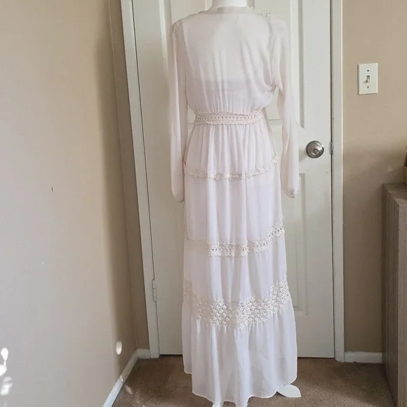 Altar'd State Womens Ivory Boho Crochet Lace Dress - Size Small - Picture 7 of 9